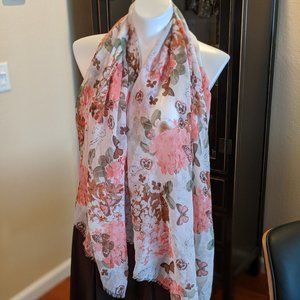 Big Beautiful Cotton Scarf (Blush/brown/cream)
